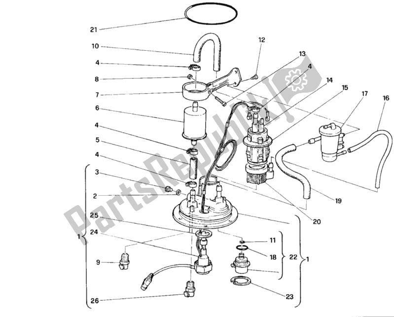 All parts for the Fuel Pump of the Ducati Superbike 916 SP 1996